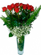 15 Red Roses vase